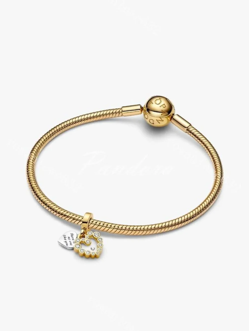 Pandora Sparkling Heart Double Dangle Charm